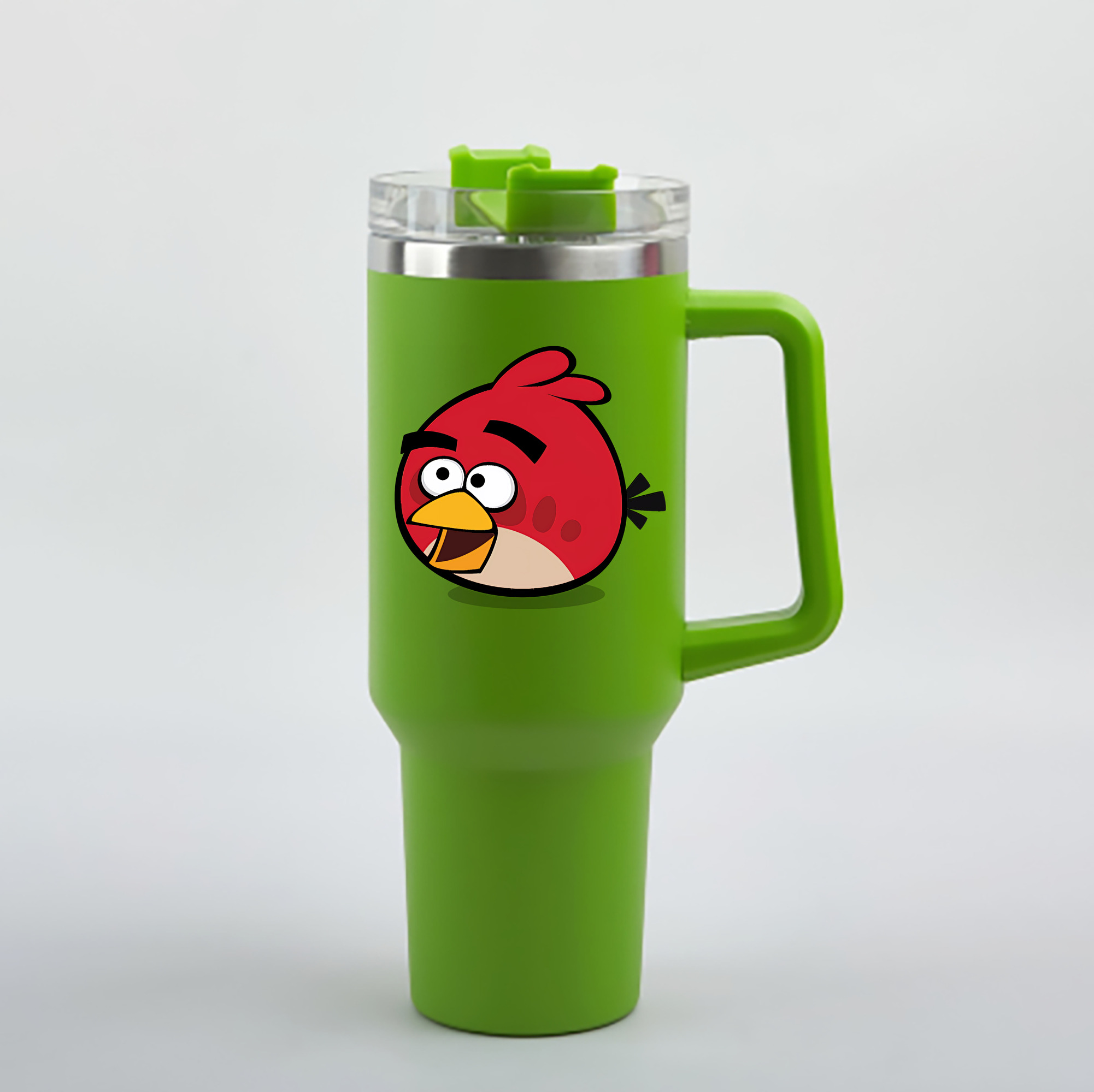 （画像用） Angry Birds アングリーバード 1200mL車用タンブラー - クリスタルステッカー（プラスチックストロー付き）